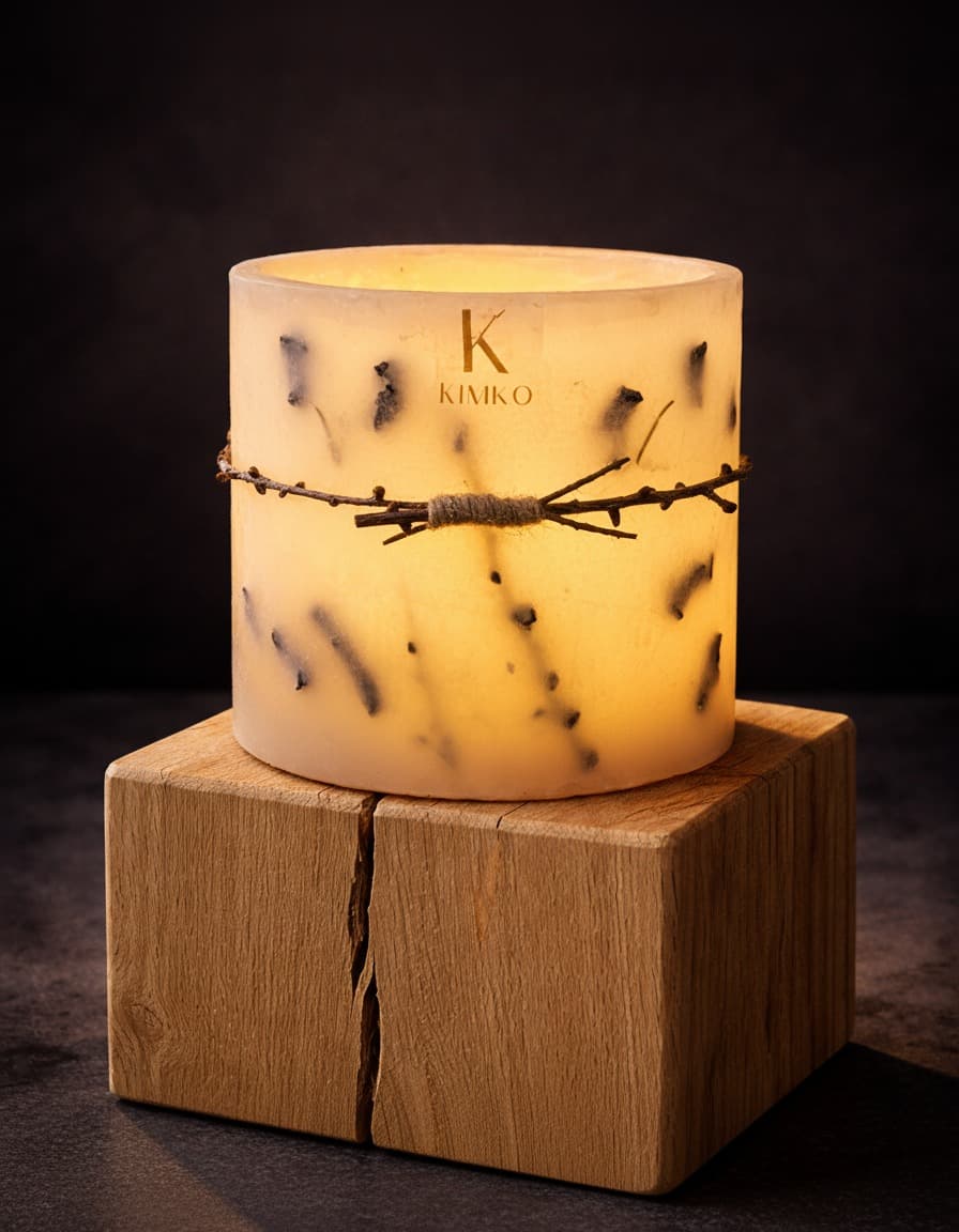 Bougie décorative en cire Pierre et Mousse — KIMKO