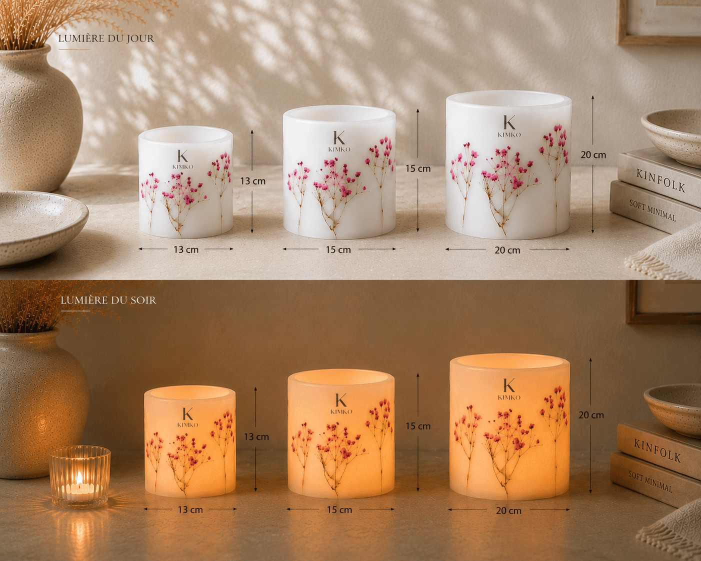 Bougie décorative en cire flowers — Les ROSALIES (rondes) — KimKo