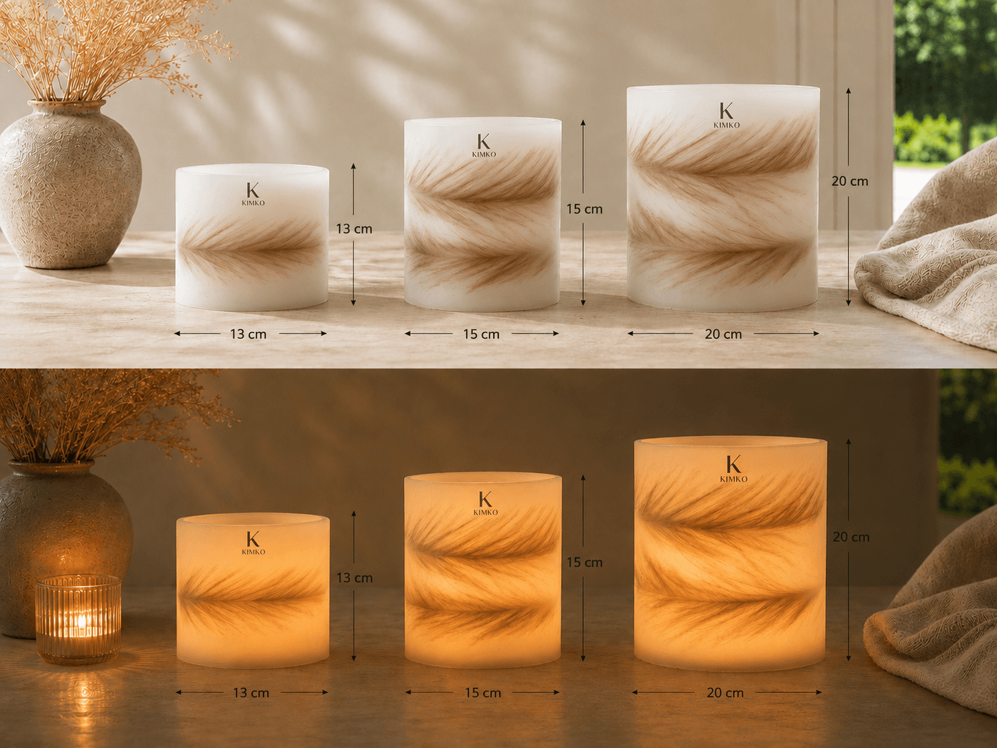 Bougie décorative en cire naturals — Les PAMPAS — KimKo