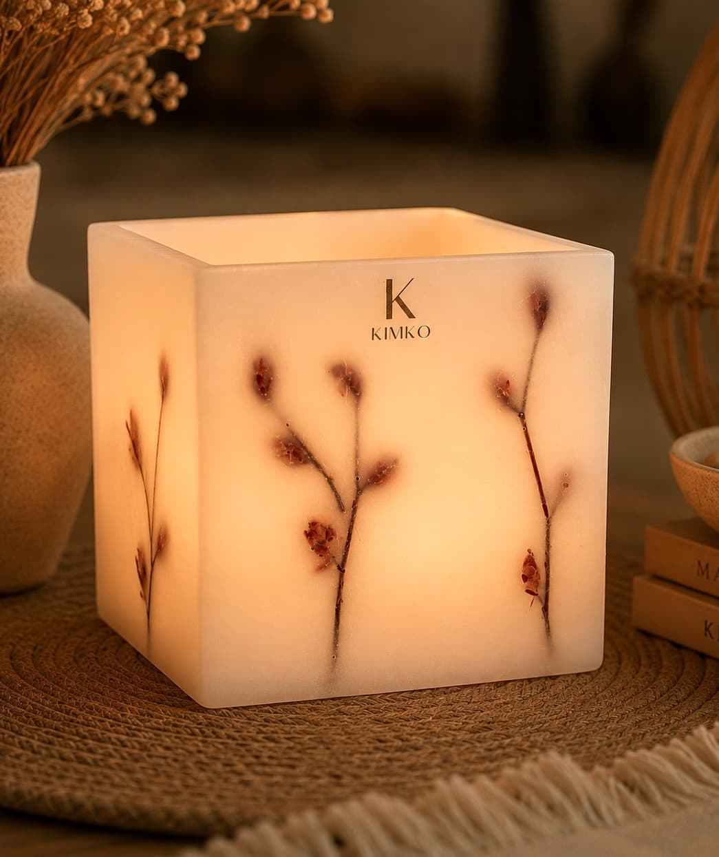Bougie décorative en cire naturals — Les SPRING (carrées) — KimKo