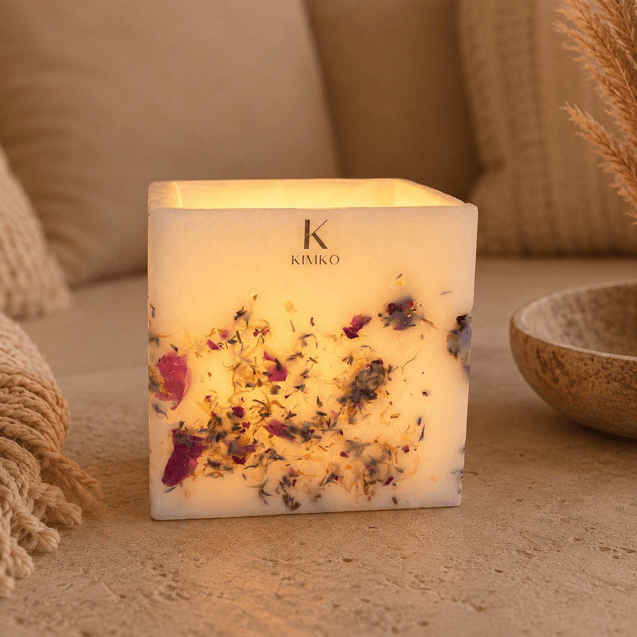 Bougie décorative artisanale Les BLOOM (carrées) — KimKo