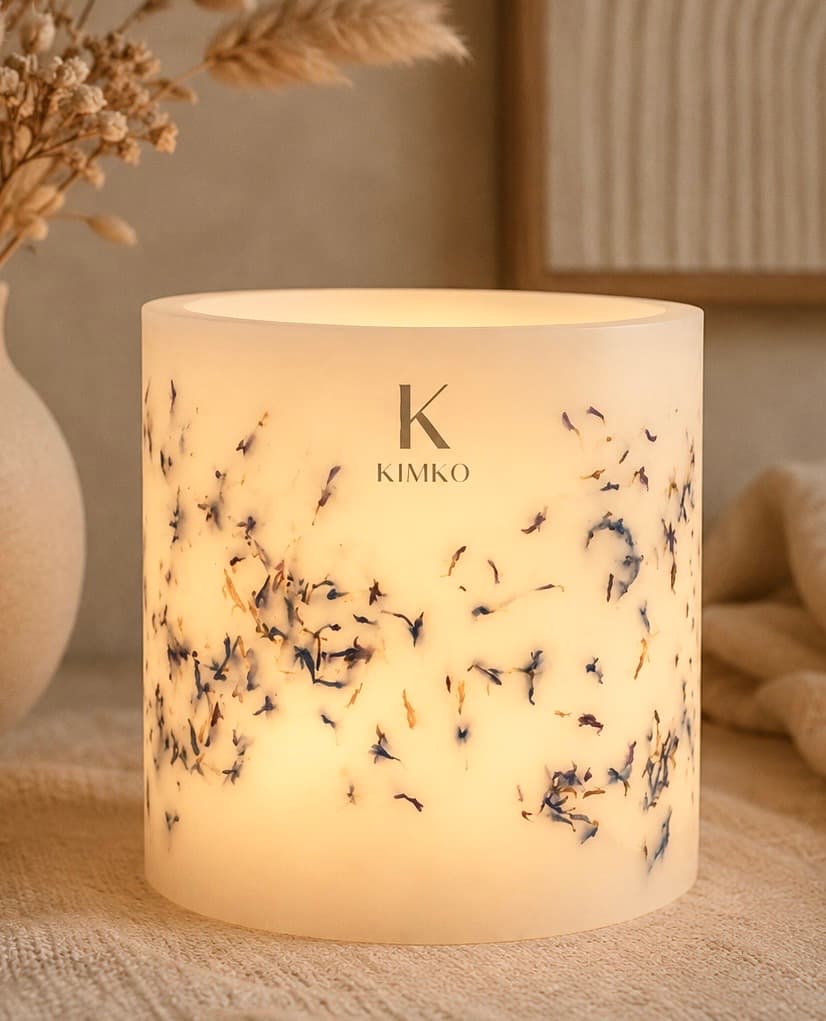 Bougie décorative en cire flowers — Les BLEUETTES (rondes) — KimKo