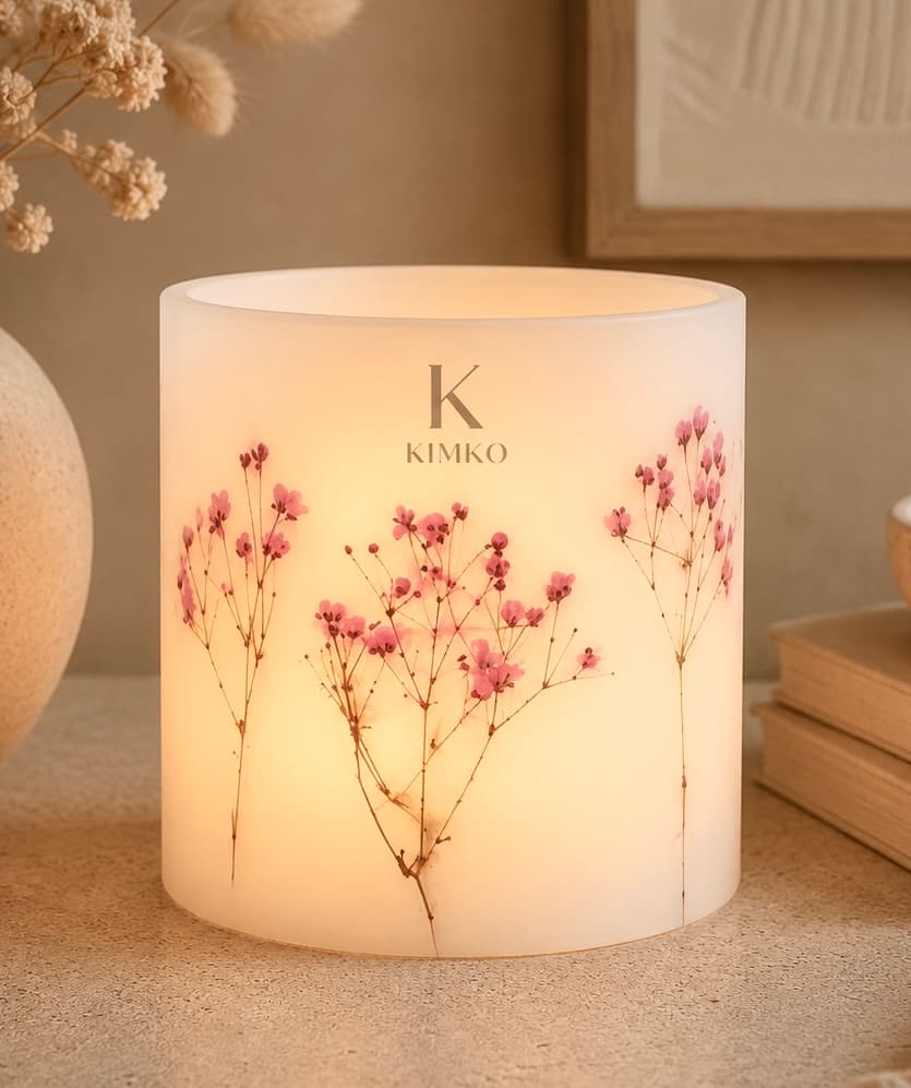 Bougie décorative en cire flowers — Les ROSALIES (rondes) — KimKo